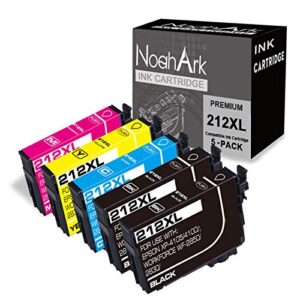 noahark 5 packs 212xl remanufactured ink cartridges replacement for epson 212 t212xl high yield for workforce wf-2830 wf-2850 expression home xp-4100 xp-4105 printer (black cyan magenta yellow)