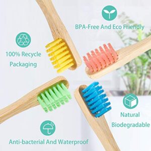 10 Pieces Kids Bamboo Toothbrush Natural Soft Bristle Toothbrush Wooden Toothbrushes Toddlers Adults Natural Wood Organic Toothbrush BPA-Free Color Travel(Kids)