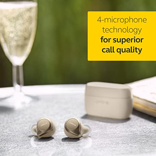 Jabra Elite 75t – True Wireless Earbuds with Charging Case, Gold Beige – Active Noise Cancelling Bluetooth with a Comfortable, Secure Fit, Long Battery Life, Great Sound