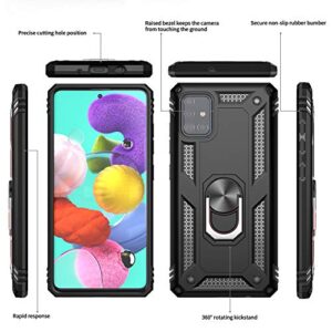 LeYi for Samsung A51 Case, Samsung Galaxy A51 Case with [2 Pack] Tempered Glass Screen Protector, [Military-Grade] Protective Phone Case with Ring Kickstand for Samsung A51 (Not Fit A51 5G), Black