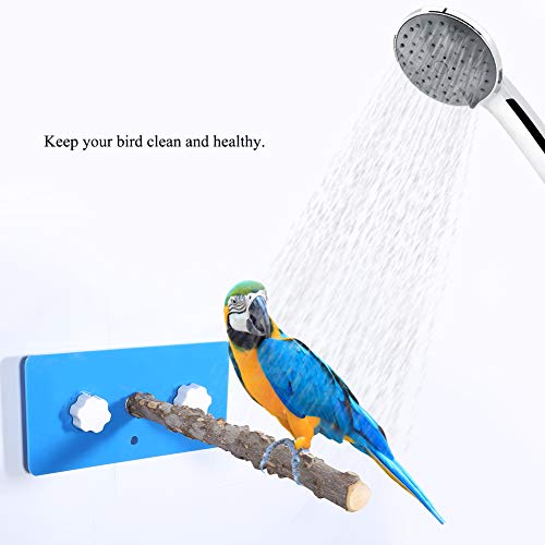 Birds Shower Perches Wooden Parrot Standing Rack Wall Mounted Birds Hing Perch with Suction Cup for African Greys Budgies Parakeet (#1)