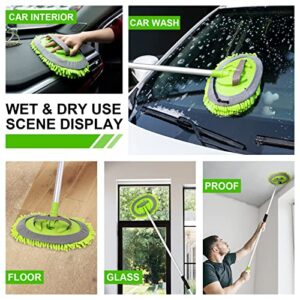 Ordenado 62" Car Wash Brush Kit Mitt Mop Sponge with Long Handle Chenille Microfiber Car Cleaning Brush Kit Supplies Car Washing Mop Kit Car Care Kit of Scratch-Free Replacement Head for Car RV Truck