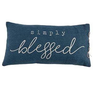 mud pie simply blessed pillow, 12" x 24", blue