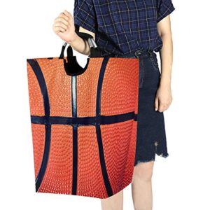 Laundry Hamper Sport Ball Basketball Lace Collapsible Laundry Basket Large Storage Bag, Foldable Organizer Clothes Bag with Handle for Home, Dorm, Room