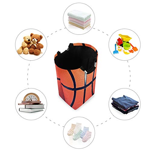 Laundry Hamper Sport Ball Basketball Lace Collapsible Laundry Basket Large Storage Bag, Foldable Organizer Clothes Bag with Handle for Home, Dorm, Room