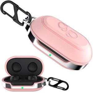 halleast galaxy buds case cover, tpu hard protective earbuds case for 2019 samsung galaxy buds & 2020 galaxy buds + plus for girl (support wireless charging), cute pink