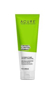 acure curiously clarifying shampoo - 8 fl oz - performance-driven hair care gently cleanses, removes buildup, boosts shine & replenishes moisture - lemongrass & argan, 100% vegan