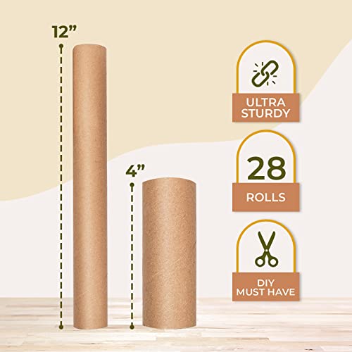 28 Ct Paper Tube Set, Cardboard Rolls with 14 Pieces 3.875 In Toilet Paper Tubes and 14 Pieces 12 In Paper Towel Tubes For Crafts
