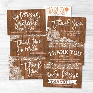 24 Rustic Sympathy Thank You Cards With Envelopes, Bereavement Funeral Thank You Note, Condolence Gratitude Supplies, Faux Wood Personalized Bulk Religious Military Memorial With Message Stationery