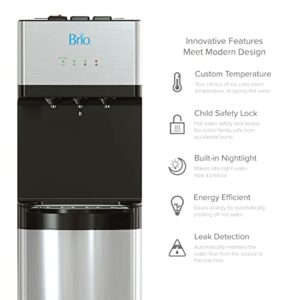 Brio 520 Bottleless Water Cooler Dispenser with 2 Stage Filtration - Self Cleaning, Hot Cold and Room Temperature Water. 2 Free Extra Replacement Filters Included - UL/Energy Star Approved