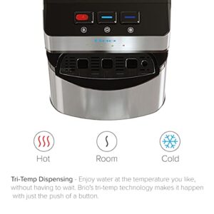 Brio 520 Bottleless Water Cooler Dispenser with 2 Stage Filtration - Self Cleaning, Hot Cold and Room Temperature Water. 2 Free Extra Replacement Filters Included - UL/Energy Star Approved