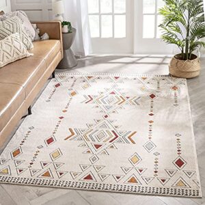 well woven halley beige multicolor tribal diamond pattern (5'3" x 7'3") area rug