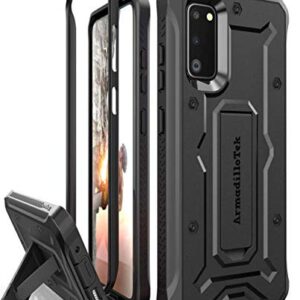 ArmadilloTek Vanguard Case Compatible with Samsung Galaxy S20 (6.2 inches) Military Grade Full-Body Rugged with Built-in Kickstand [Screenless Version] - Black