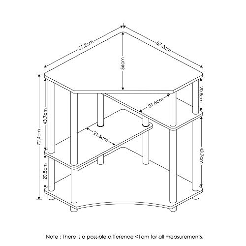 FURINNO Turn-N-Tube Space Saving Corner Desk, French Oak Grey/Black