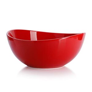 Sweese 125.104 Porcelain Bowl - 64 Ounce for Cereal, Salad and Popcorn - Set of 1, Red