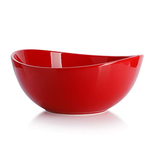 Sweese 125.104 Porcelain Bowl - 64 Ounce for Cereal, Salad and Popcorn - Set of 1, Red