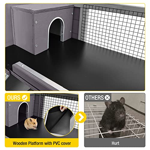 Guinea Pig Cage Metal Frame Hamster Cage Upgrade Anti-Chewing Rat House Indoor Outdoor Use Small Critter Habitat with Plastic Deep Not Leakage Pull Out Tray