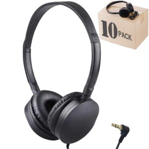 hongzan bulk headphones wholesale earbuds earphones 10 pack for kids school classroom students children and adult (10 black)