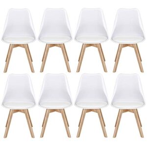 yaheetech dining chairs dsw chair shell lounge plastic side chair modern mid century dining room living room bedroom kitchen chairs accent chair white,8pcs