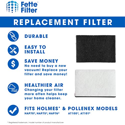 Fette Filter - Replacement Filter Compatible with Holmes HAPF7-U8 Smoke Grabber Ashtray. Fits Holmes Models: HAP70, HAP75, HAP76. Fits Pollenex Models: AT100, AT101 Pack of 12