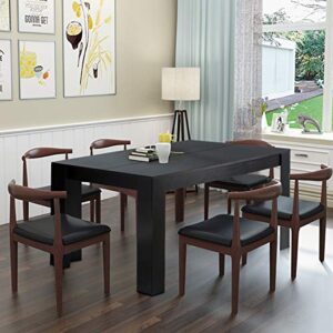 Giantex Dining Table for 6-8, Wood Rectangular Table, 63" L x 31.5" W x 30" H Large Farmhouse Center Table, Home Furniture Kitchen Table, Modern Dining Room Table, Supporting for 330LBS, Black