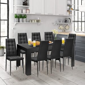 Giantex Dining Table for 6-8, Wood Rectangular Table, 63" L x 31.5" W x 30" H Large Farmhouse Center Table, Home Furniture Kitchen Table, Modern Dining Room Table, Supporting for 330LBS, Black