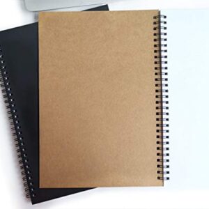 Spiral Notebook, 2 Pack Spiral Journal, Sketchpad of Thick Pure White Paper, 10" X7” (Khaki, Blank)