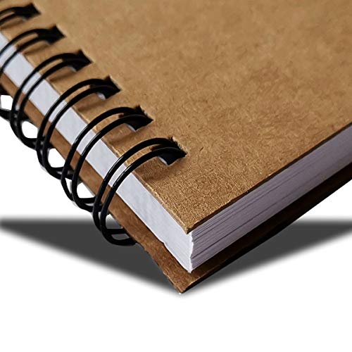 Spiral Notebook, 2 Pack Spiral Journal, Sketchpad of Thick Pure White Paper, 10" X7” (Khaki, Blank)