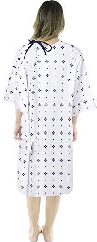 Utopia Care 6 Pack Cotton Blend Unisex Hospital Gown, Fits Sizes up to 2XL Blue