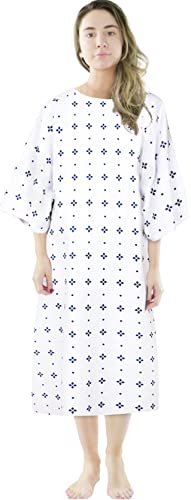 Utopia Care 6 Pack Cotton Blend Unisex Hospital Gown, Fits Sizes up to 2XL Blue