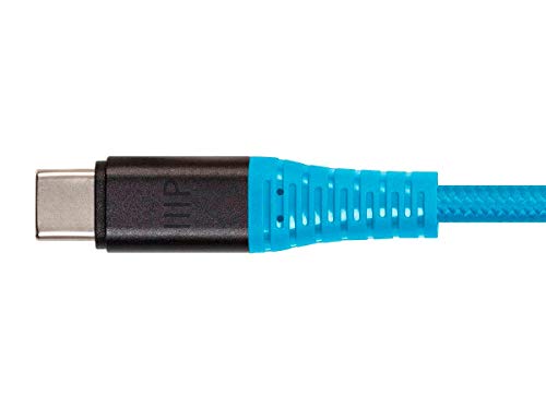 Monoprice Durable USB 2.0 Type-C Charge and Sync Kevlar Reinforced Nylon-Braid Cable - 3 Feet - Blue | 5A/100W, Aluminum Connectors - AtlasFlex Series