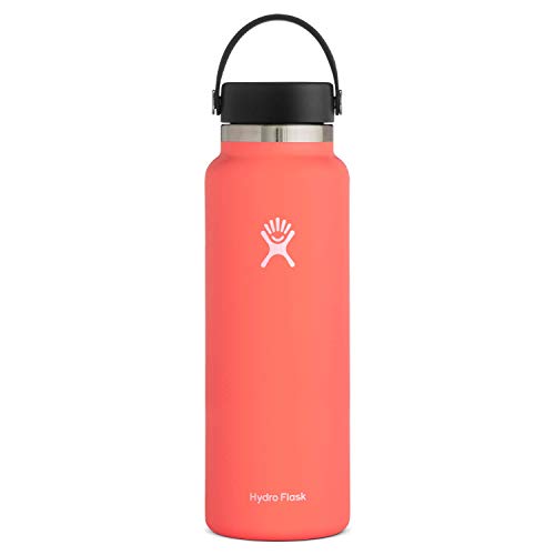 Hydro Flask Water Bottle - Stainless Steel & Vacuum Insulated - Wide Mouth 2.0 with Leak Proof Flex Cap - 40 oz, Hibiscus