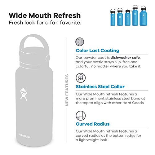 Hydro Flask Water Bottle - Stainless Steel & Vacuum Insulated - Wide Mouth 2.0 with Leak Proof Flex Cap - 40 oz, Hibiscus