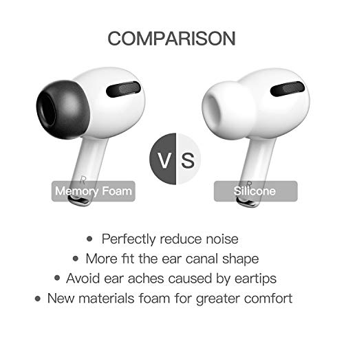 PZOZ 3 Pairs Replacement Ear Tips Compatible with Apple AirPods Pro & Pro 2nd (2022), Memory Foam Reducing Noise in-Ear Eartips Accessories (Fit in The Charging Case) (S/M/L, Black)