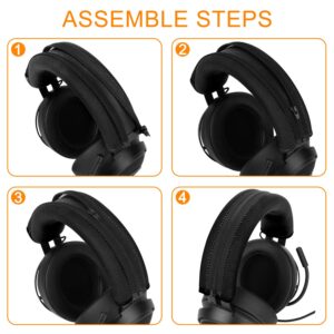 Kraken V2 & PRO Headband Cover, JARMOR Replacement Head Band Protector with Zipper [ Easy Installation ] for Razer Kraken V2 & V2 Pro Headphones (Oval & Round Cushion) ONLY (Black)