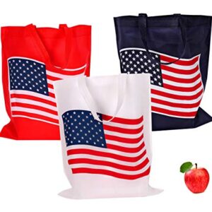 Bulk 24 Pack Patriotic Flag Reuseable Shopping Bag Tote Asst