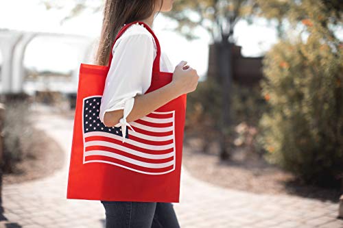 Bulk 24 Pack Patriotic Flag Reuseable Shopping Bag Tote Asst