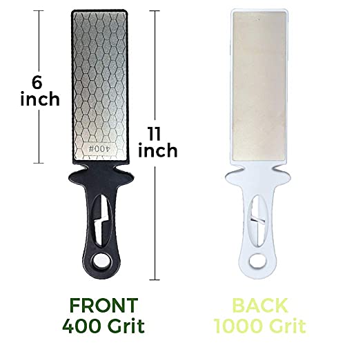 5-In-1 Diamond Sharpening Plate Knife And Scissors Sharpener Ceramic Knife Sharpener Rod Double-Sided 400/1000 Grit Honeycomb Surface Outdoor Kitchen Grinding Tool