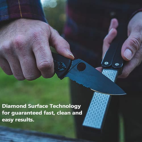 RAXMIN 5" Diamond Pocket Sharpener Folding Knife Garden Tools Sharpening 400/600 Grit Double Sided