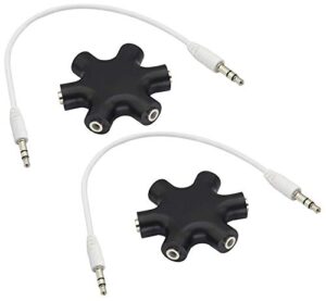 zdycgtime headphone splitter, 3.5mm stereo audio headset adapter 3.5mm 6-port music sharer, 3.5mm 6 port female headphone splitter audio connector with 3.5mm m/m trs stereo plug cable(black)
