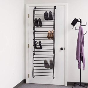 Home Basics Shoe Rack for 36 Pair Over The Door Space Saver Shelf Closet Wall Hanging Organizer Storage Stand, Black
