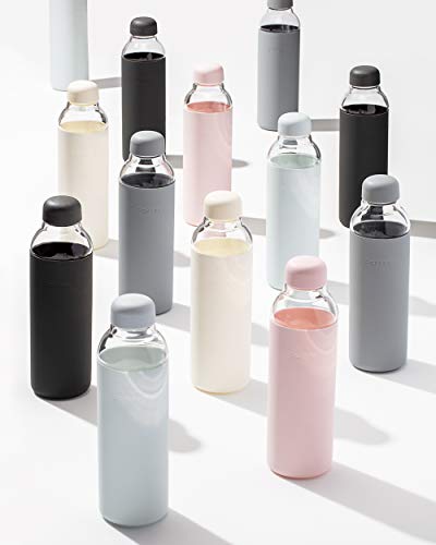 W&P Porter Glass Water Bottle w/ Protective Silicone Sleeve | Terrazzo Blush 20 Ounces | On-the-Go | Reusable Bottle for Coffee, Tea and Water | Portable