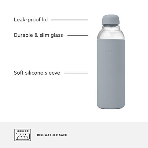 W&P Porter Glass Water Bottle w/ Protective Silicone Sleeve | Terrazzo Blush 20 Ounces | On-the-Go | Reusable Bottle for Coffee, Tea and Water | Portable