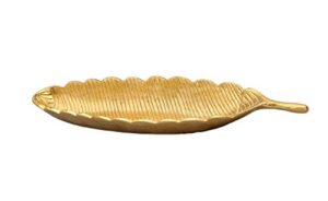 gold leaf shaped serving dish platter with vein design (13"l)