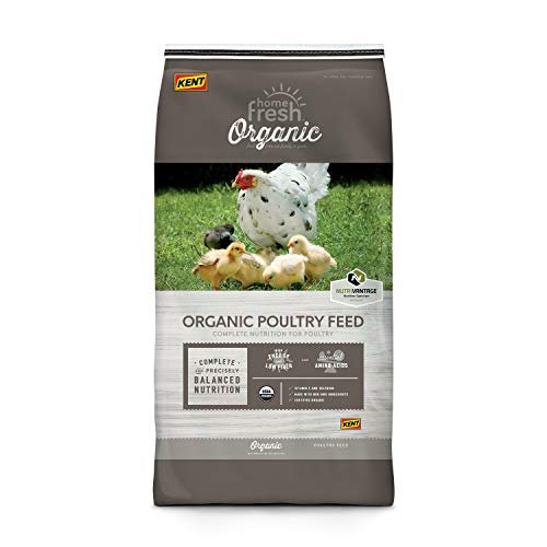 HOME FRESH Chicken Feed - Complete Nutrition for Poultry, High Energy and Protein, Organic Layer Pellet Chicken Food - 40 lb Bag