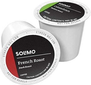 amazon brand - 48ct. solimo coffee pods(24 ct. colombian & 24 ct. french roast) , compatible with keurig 2.0 k-cup brewers