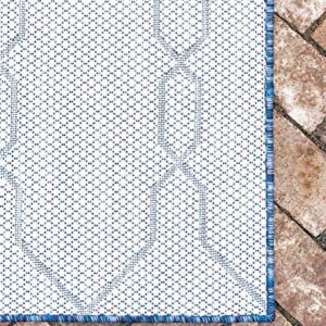 Unique Loom Outdoor Trellis Collection Area Rug - Links Trellis (9' x 12' Rectangle, Blue/ Ivory)