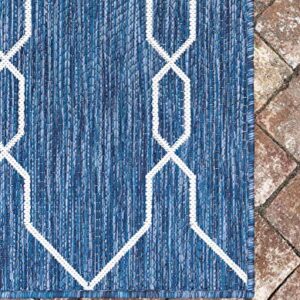 Unique Loom Outdoor Trellis Collection Area Rug - Links Trellis (9' x 12' Rectangle, Blue/ Ivory)