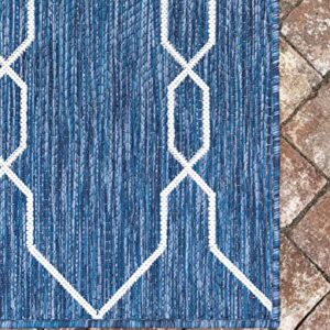 Unique Loom Outdoor Trellis Collection Area Rug - Links Trellis (9' x 12' Rectangle, Blue/ Ivory)