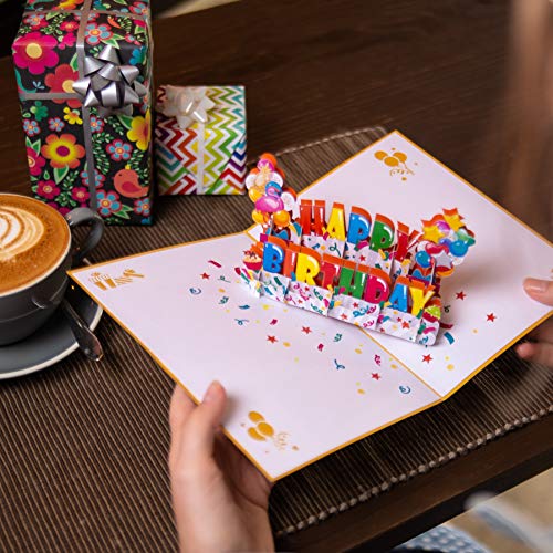 Happy Birthday Pop Up Card by DEVINE Popup Cards | 3D Birthday Card for Kids Mom Dad | Pop Up Birthday Cards for Women | Funny 3D Greeting Cards Love